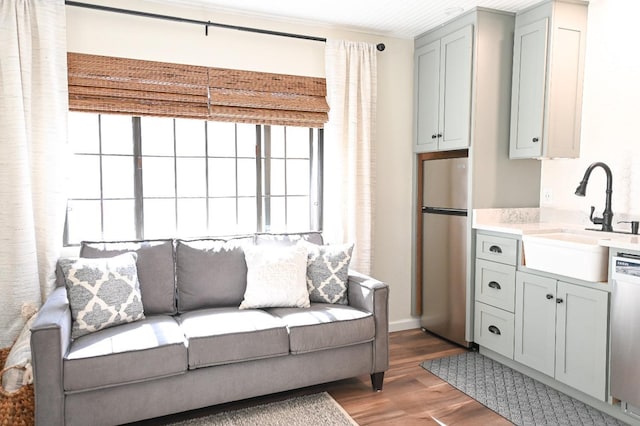 living room featuring light wood-style flooring