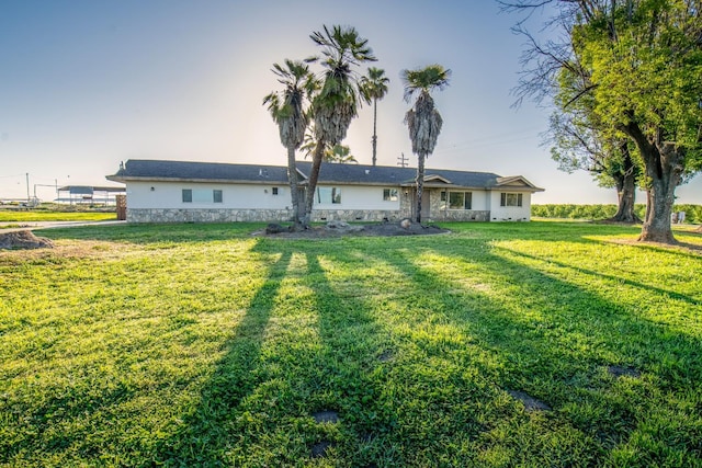 back of house featuring a yard