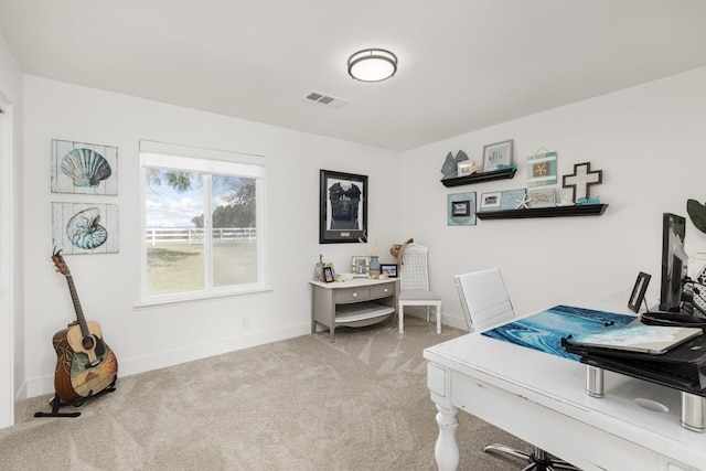 view of carpeted office space