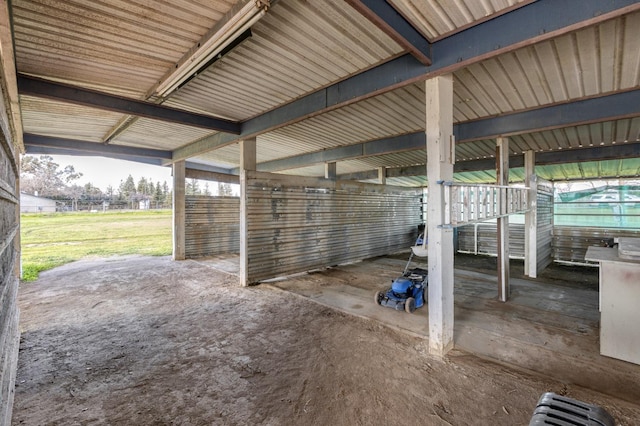 view of patio / terrace featuring an outbuilding