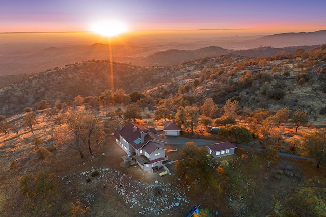 view of aerial view at dusk