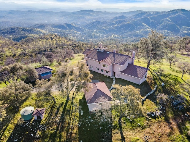 aerial view with a mountain view