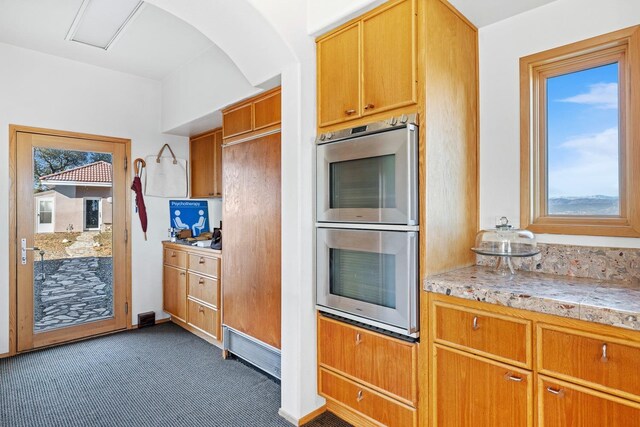 kitchen with plenty of natural light and stainless steel double oven