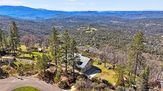 birds eye view of property featuring a mountain view