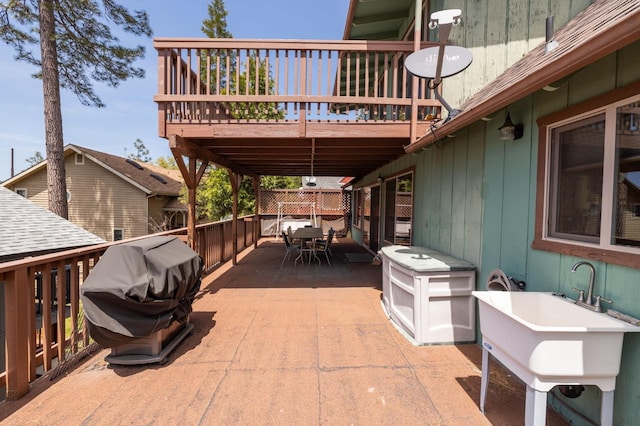 view of patio featuring a wooden deck