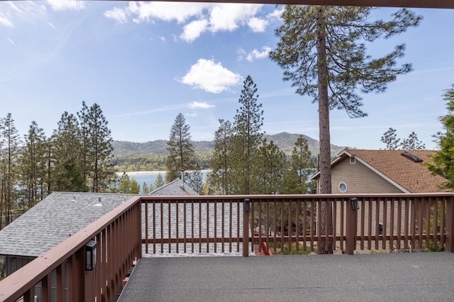 deck featuring a mountain view