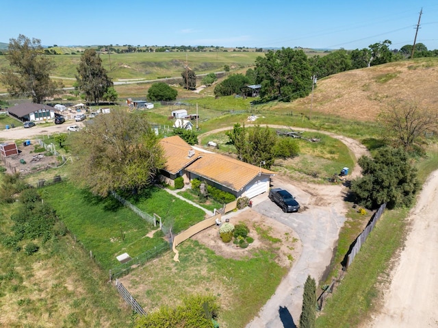 drone / aerial view featuring a rural view