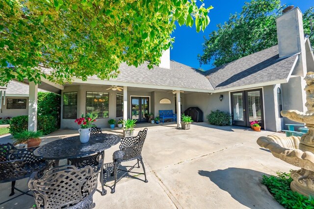 view of patio / terrace featuring ceiling fan and grilling area