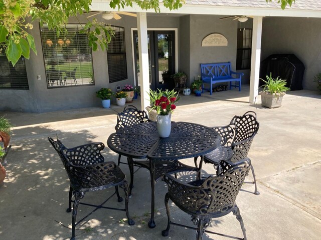 view of patio / terrace featuring ceiling fan