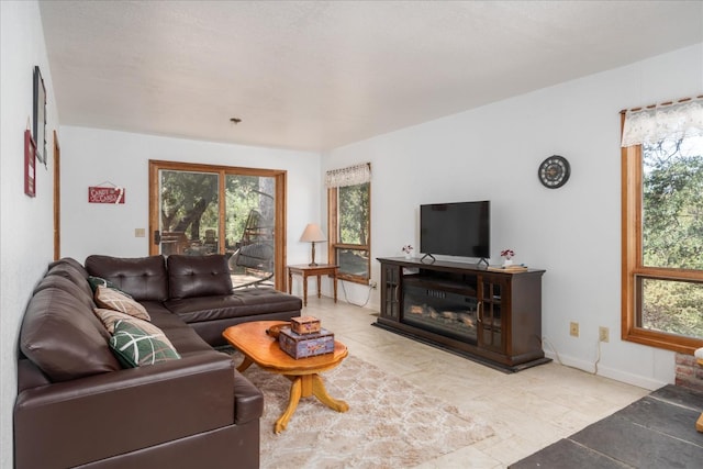 view of tiled living room