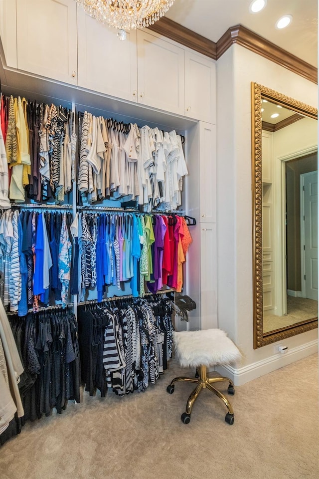 spacious closet with carpet floors