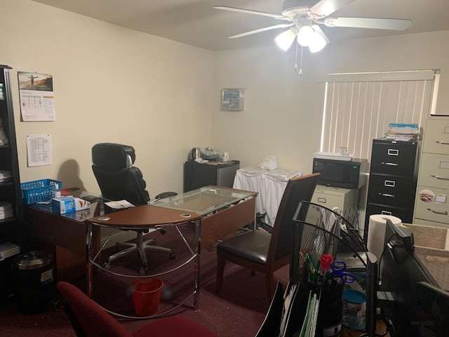 home office with ceiling fan