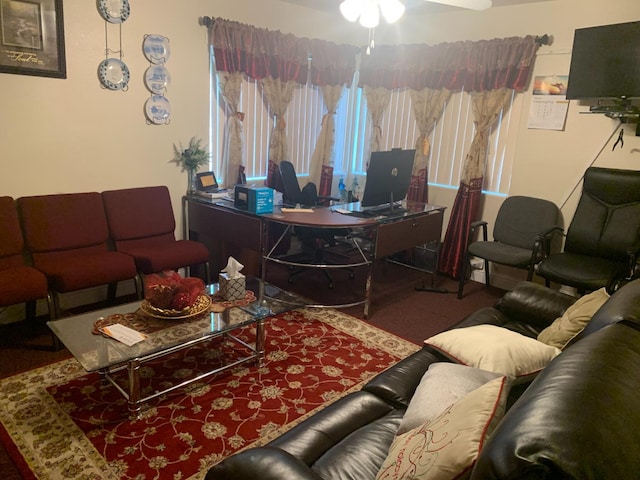 living room with ceiling fan