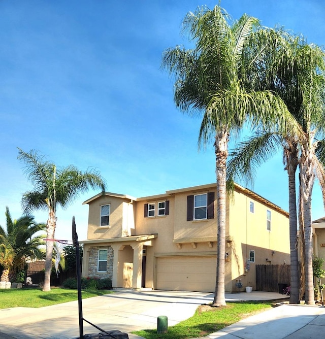 view of front of property with a garage