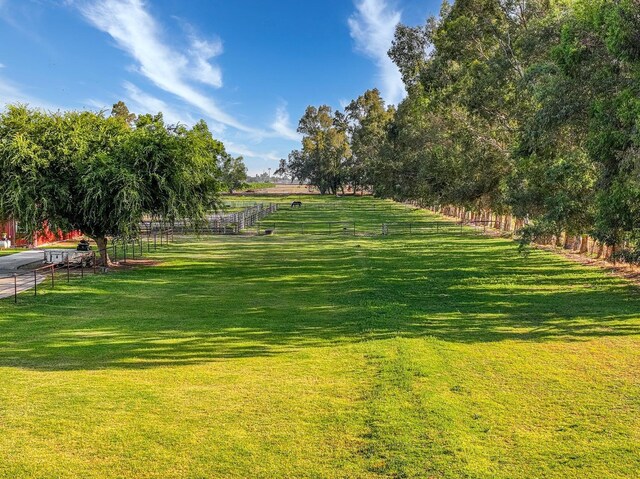 view of community featuring a rural view and a lawn