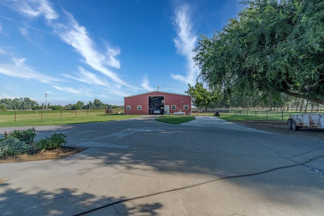 exterior space with a rural view