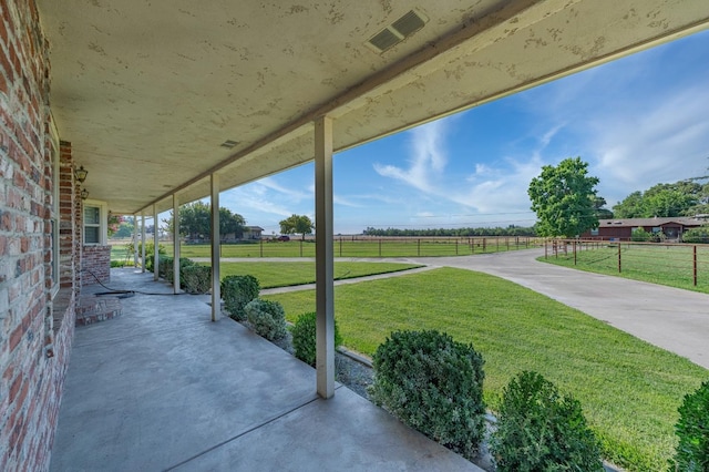 view of patio featuring a rural view