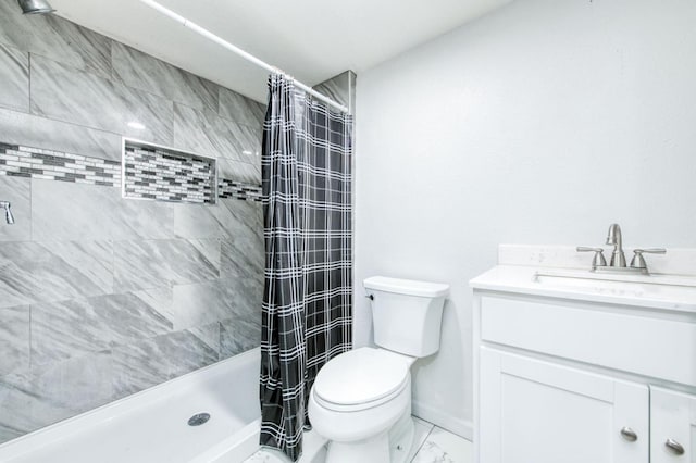 12647 E Clarkson Ave, Kingsburg, CA 93631 - bathroom with vanity, walk in shower, and toilet
