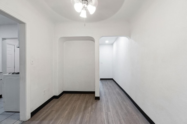 628 N Fresno St, Fresno, CA 93701 - corridor with baseboards and wood finished floors