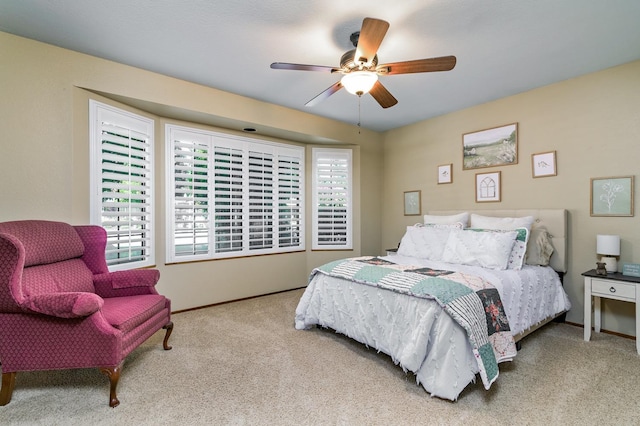 bedroom with carpet floors and ceiling fan