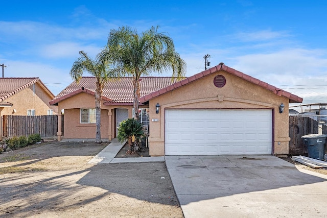 single story home with a garage