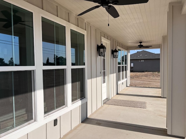 view of patio / terrace featuring ceiling fan