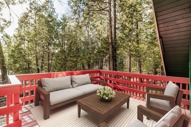 deck featuring an outdoor living space