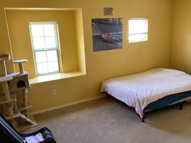 bedroom featuring carpet