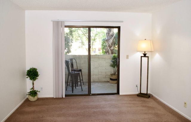 doorway with carpet floors