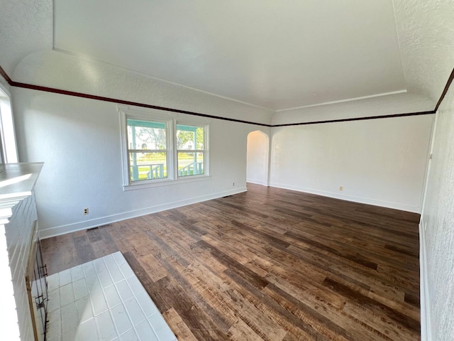 interior space featuring dark wood-type flooring