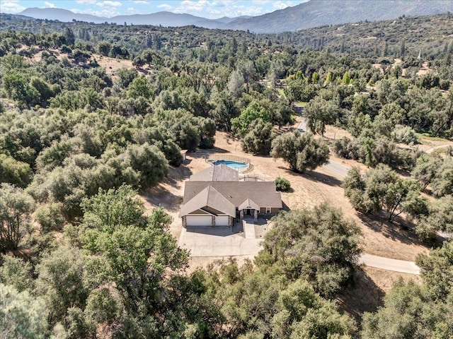 drone / aerial view with a mountain view