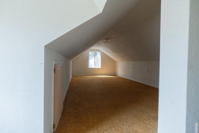 bonus room with carpet floors and vaulted ceiling