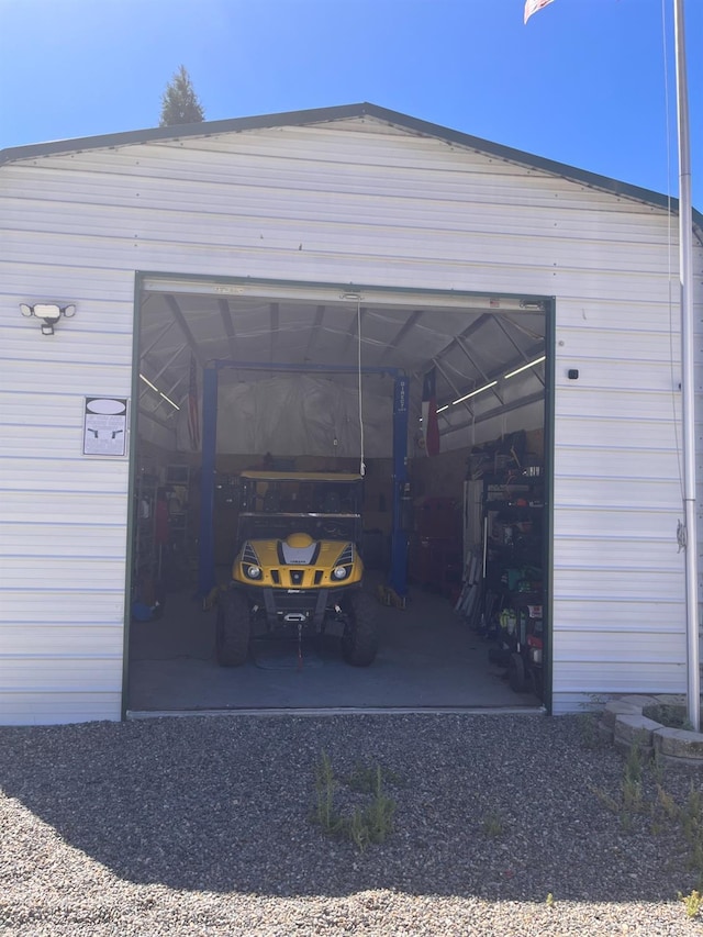 view of garage