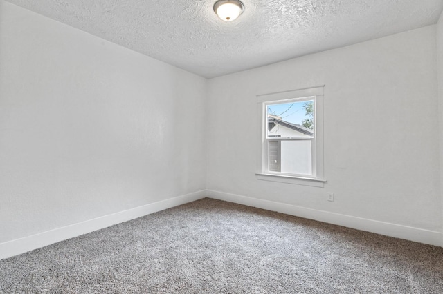 empty room featuring carpet and a textured ceiling