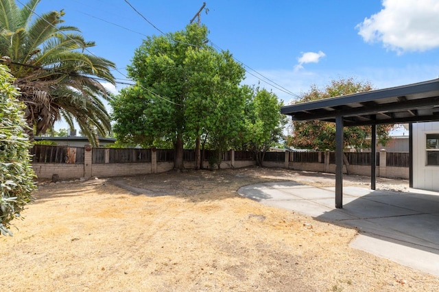 view of yard with a patio area and a fenced backyard