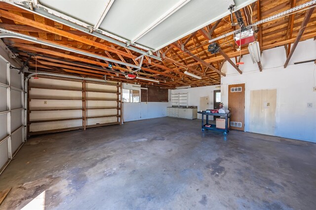 garage with a garage door opener