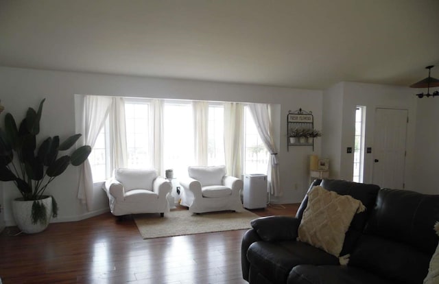 living area featuring wood finished floors