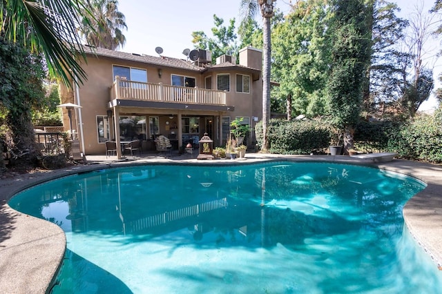 view of swimming pool featuring a patio area