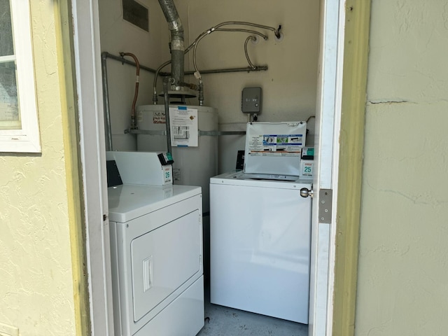 2216 Peach Ave Unit 4, Clovis, CA 93612 - washroom featuring a textured wall, washer and clothes dryer, and strapped water heater