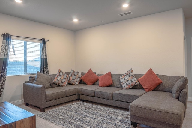 living room with carpet floors