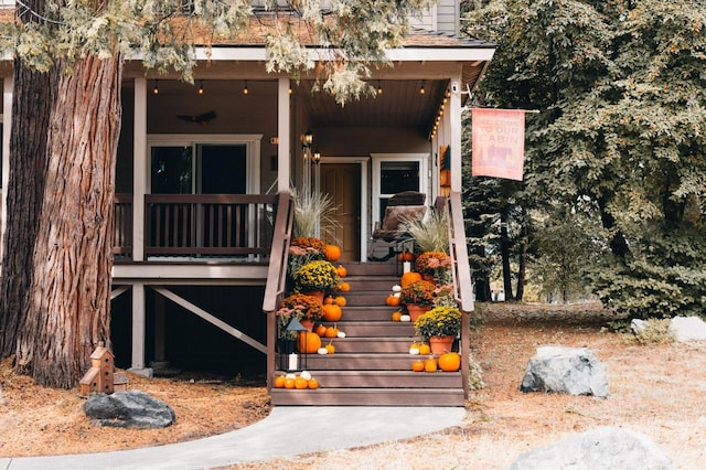 exterior space featuring covered porch