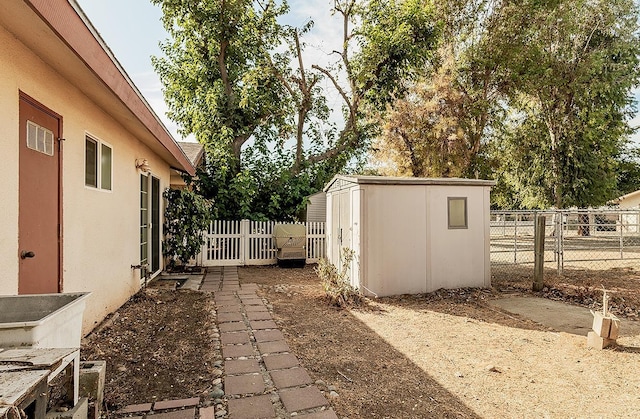 exterior space with a storage unit