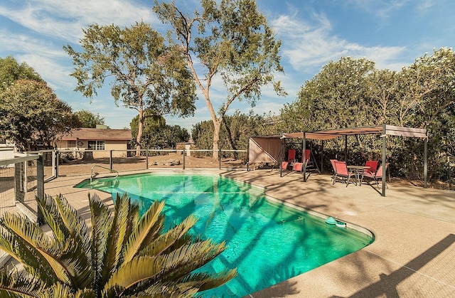 view of pool featuring a patio