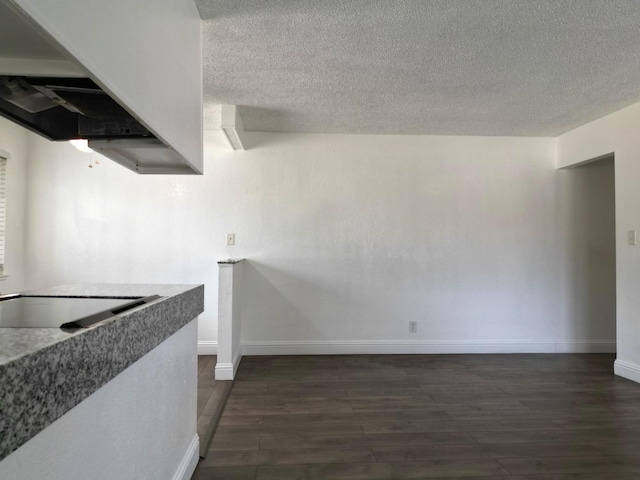 kitchen featuring a textured ceiling and dark wood-type flooring