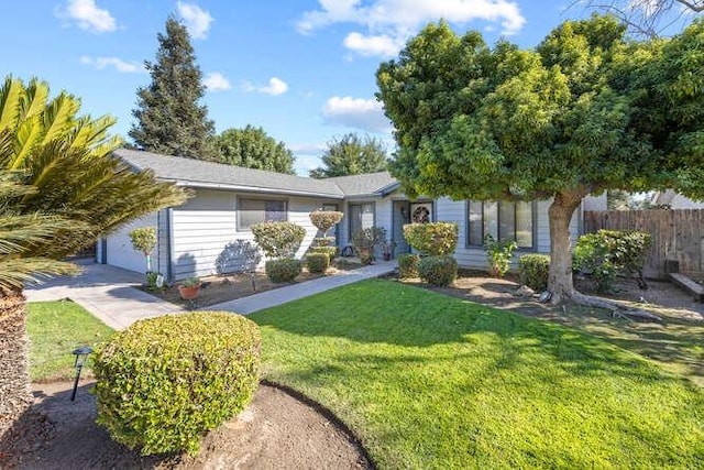 view of front of house featuring a garage and a front lawn