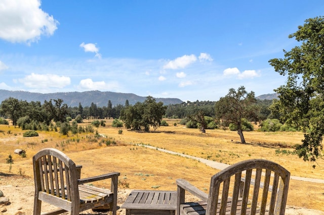 view of mountain feature with a rural view