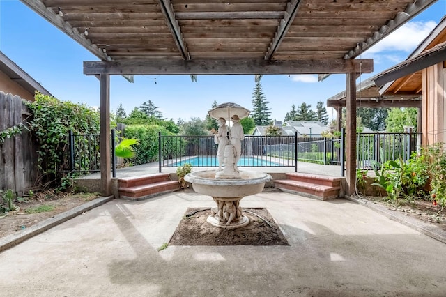 view of patio featuring a pergola