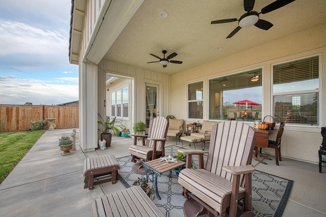 view of patio / terrace with ceiling fan