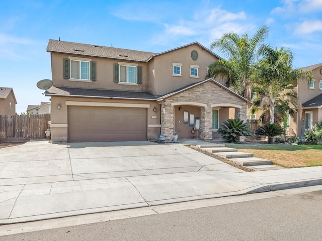 view of front of house with a garage