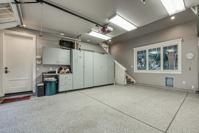 garage with a garage door opener